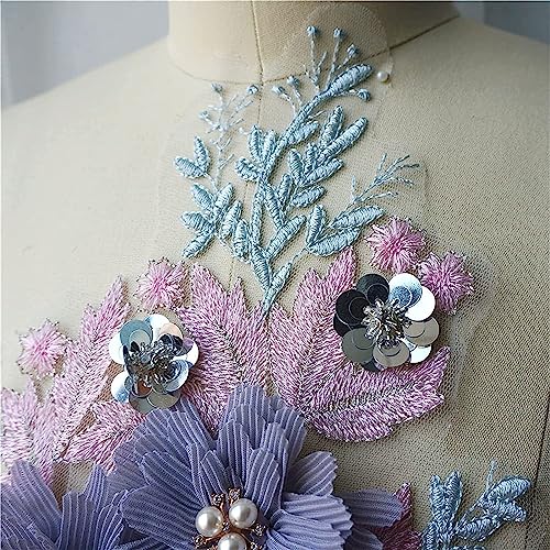Dentelle avec perles violette pour customiser une robe de soirée