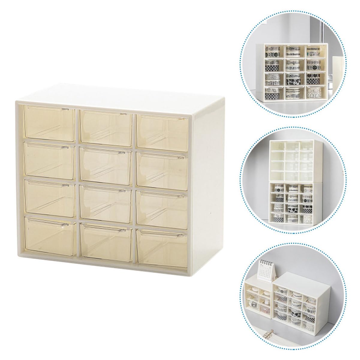 LIFKOME Organizzatore da Scrivania Cassetti in Plastica Bianco per Ufficio e Casa, Contenitore Portaoggetti Mini Ampia Capacità