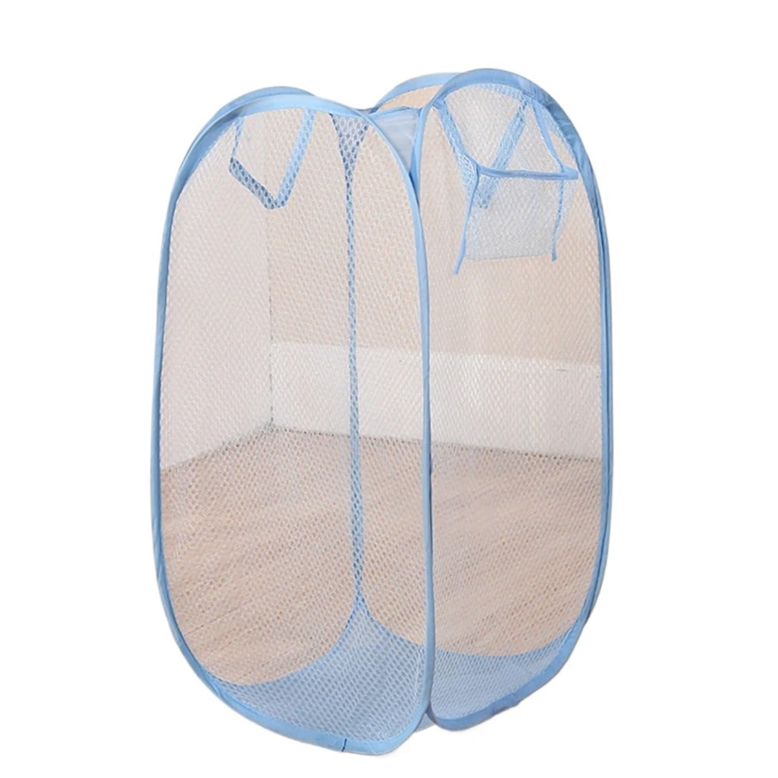 Fabric laundry hamper Mesh Breathable Laundry Basket Foldable Large Size for Family(SKY BLUE)