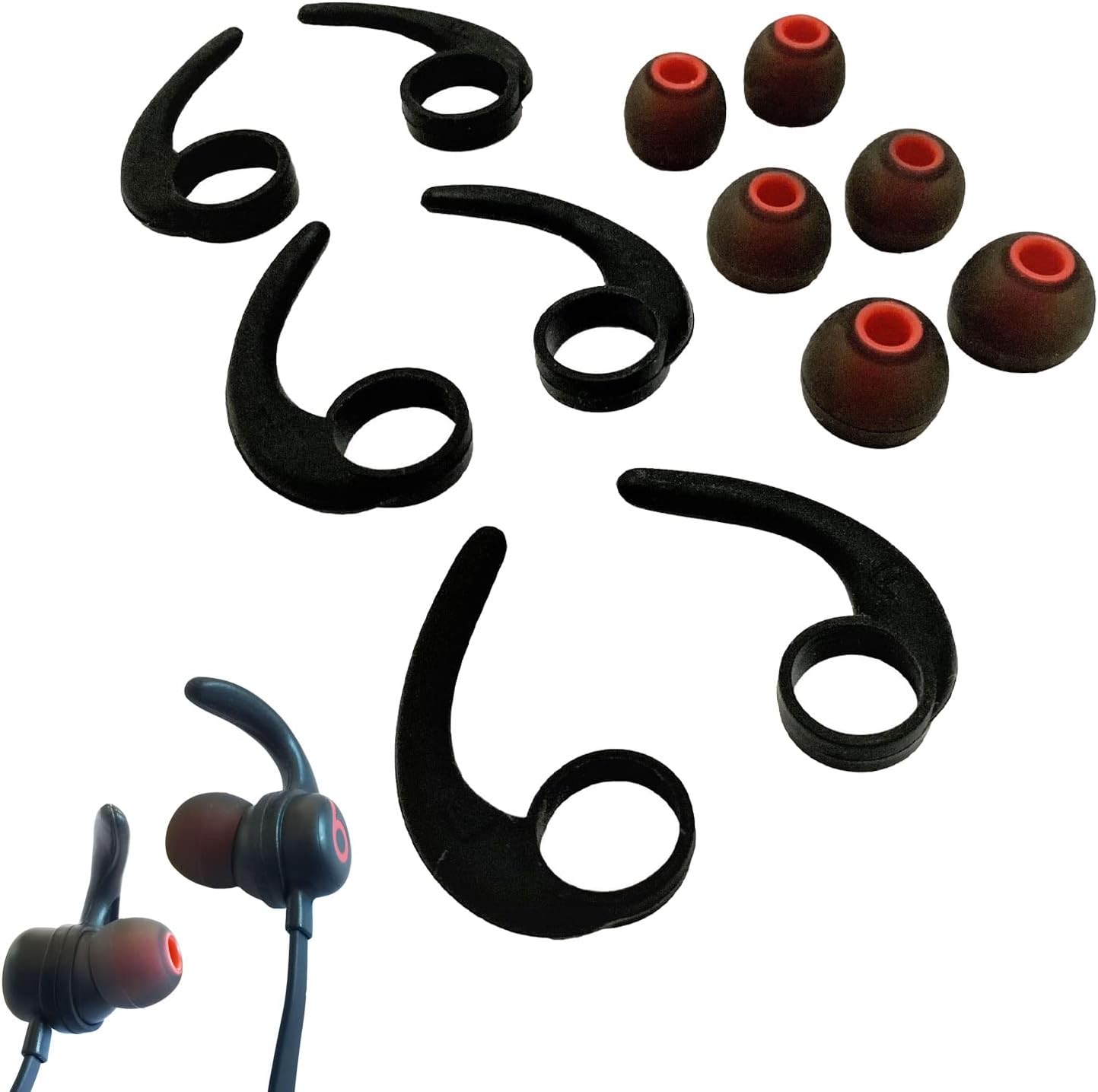 3 Pairs (LMS) Silicone Earbuds Tips Replacement Eartips 3 Pairs (LMS) Sports Earbuds Wingtips Rubber Ear Fins Stabilizer Earhook Compatible for Beats Flex Beats X Sony Jvc More in Ear Earpone