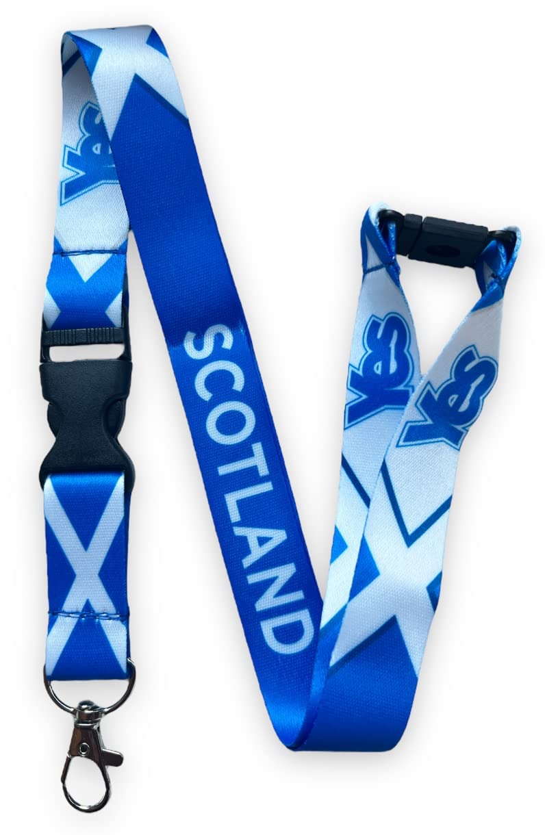 Scotland Yes Flag Lanyard - Scottish Referendum Independence Vote - with Detachable Buckle Clip & Safety Breakaway