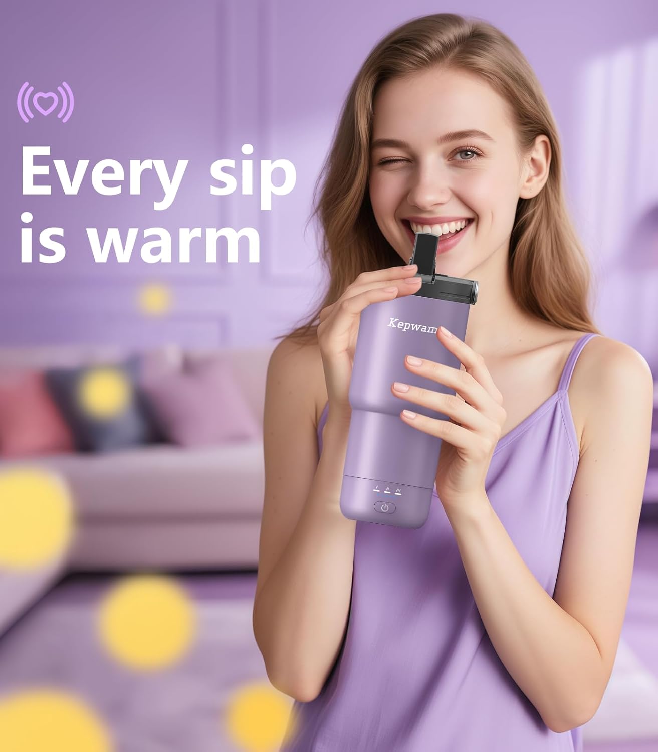 Kepwam T3 Self-Heating Travel Mug 20oz, Temperature-Controlled Coffee Warmer Mug, Smart Travel Coffee Mug Keep Coffee Drinks Hot, Heated Mug Great for Driver Outdoor Fits Car Cup Holders - Image 6