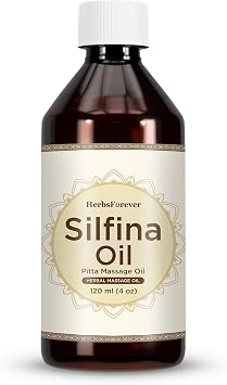 Herbsforever Silfina -Ayurvedic Skin Oil & Serum| Akne, Exzima, Varts, Itchy Skin, Fangul & Raches| Psoralea, Neem & Turmeric + 8 Potent Herbs Infused Coconut & Sesame Seeds Oils |4 fl oz 120 ml