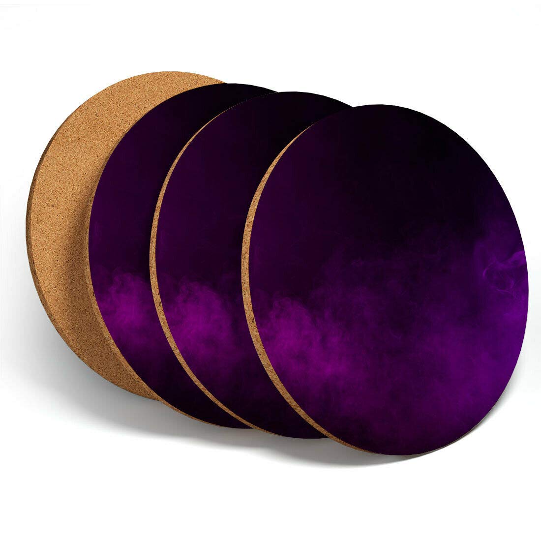 Destinationvinyl Multicolor Destination Vinyl 4 Set - Purple Smoke Coasters - Kitchen Drinks Coaster #3749