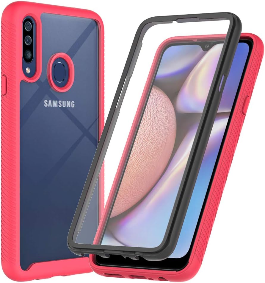 ONOLA Designed for Galaxy A20S Case,Three Defense Built-in Screen Protector Crystal Clear Full Body Shockproof Slim Fit Cover for Samsung Galaxy A20S Phone (Clear/Pink)