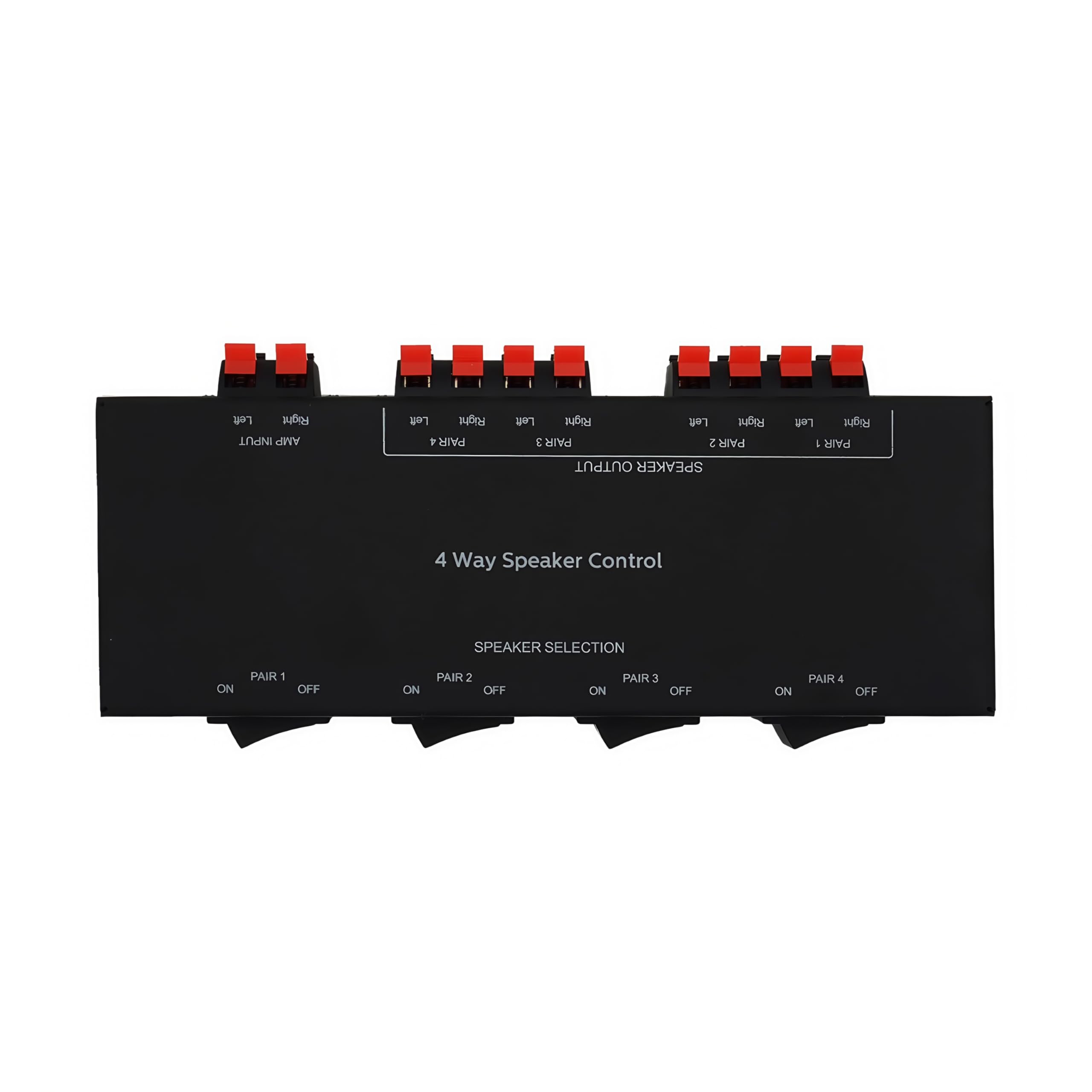 ADWITS4 Channel Passive Speaker Selection, 4 Zone Sound Distributor Box Hub, Supports up to 200W/Total Power, Square Full Metal Housing