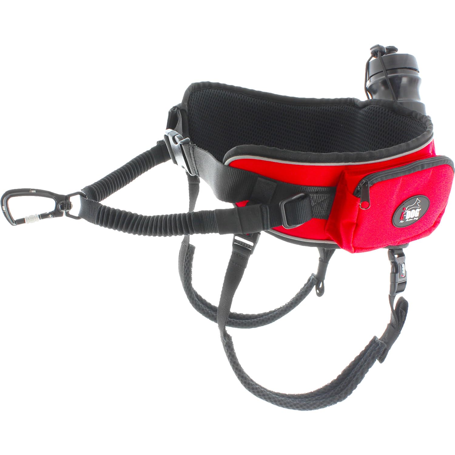 Baudrier Ceinture Confort Trek I-DOG (Marque Française) canicross, cani randonnée, cani Jogging, cani Trail, Utilisation Sportive ou Loisirs pour Courir avec Son Chien, Taille Unique - Rouge