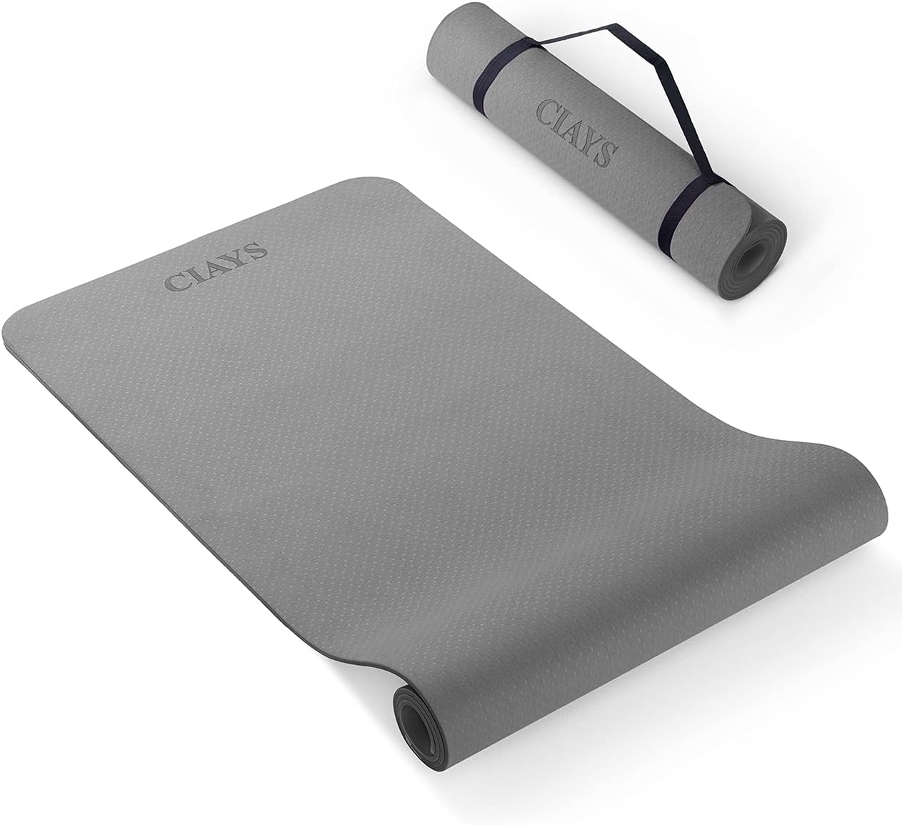 Ciays Yoga Mat High Density Exercise Mat Eco-Friendly TPE Workout Mat Non-Slip Anti-Tear Avoiding Pain in Yoga, Pilates & Floor Exercises for Men & Women, Black, Purple, Grey, 72"L x 24"W x 1/4''