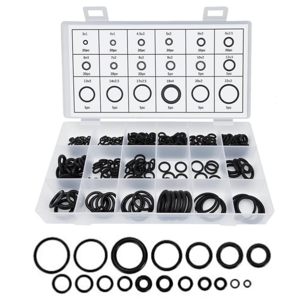 Kofati 225 pcs O Ring Assortment Kit, Rubber Sealing Rings with Storage Case, Assorted Sizes for Car AC, Plumbing, Faucet, Pipe Joint and Mechanical Repair-image-18