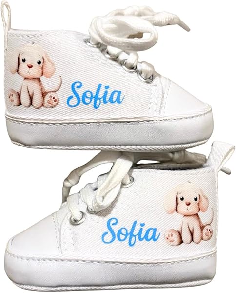 Newborn Baby Shoes, Personalised Name Shoes, Crib Shoes with Print (Pink-Bow Bear, 6-9 Months) - 4
