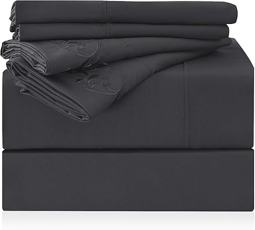 LONAVA Juego de sábanas de tamaño Queen  Juego de 6 piezas de sábanas y fundas de almohada Oeko-TEX de lujo sin arrugas, sábanas de microfibra suave