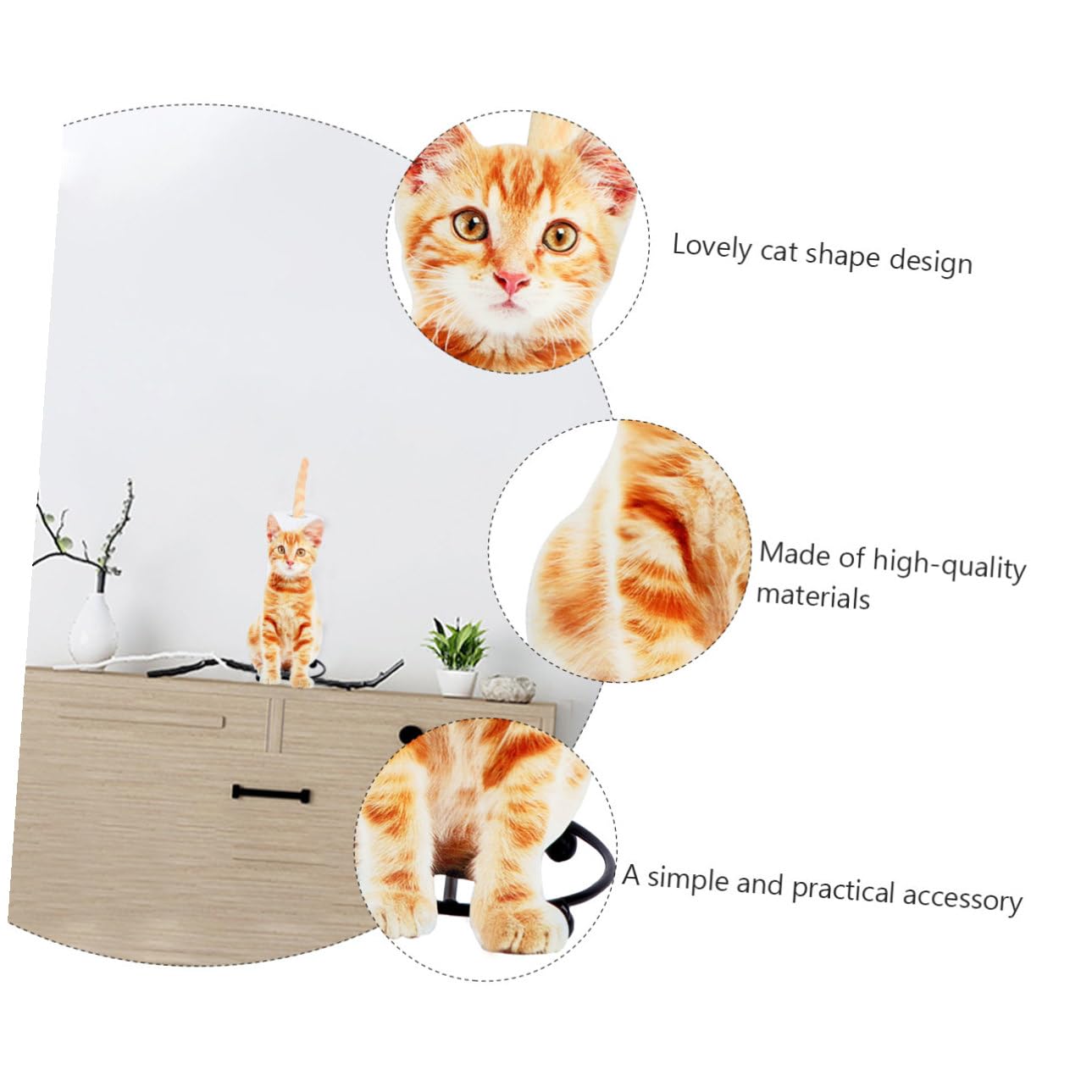 Porta Fazzoletti e Portarotolo di Carta a Forma di Gatto in Ferro, Ripiano Porta Carta Resistente per Cucina e Bagno, Ornamento Pratico per Mensola Design Creativo Giallo