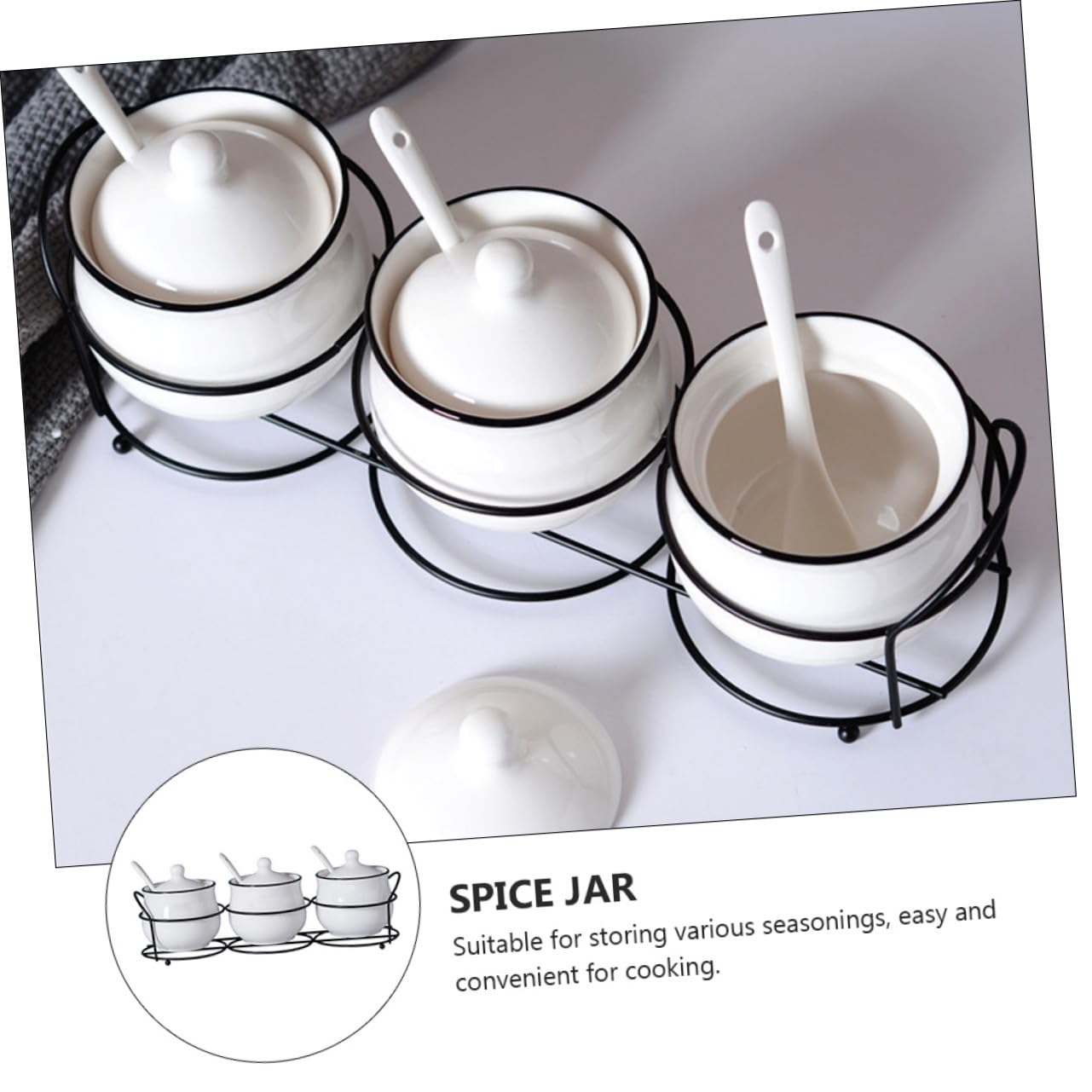 Nordische Gewürzglas Aufbewahrungsdosen 4 Stück mit Löffel und Deckel Keramik Gewürztöpfe für Küche und Gewürze