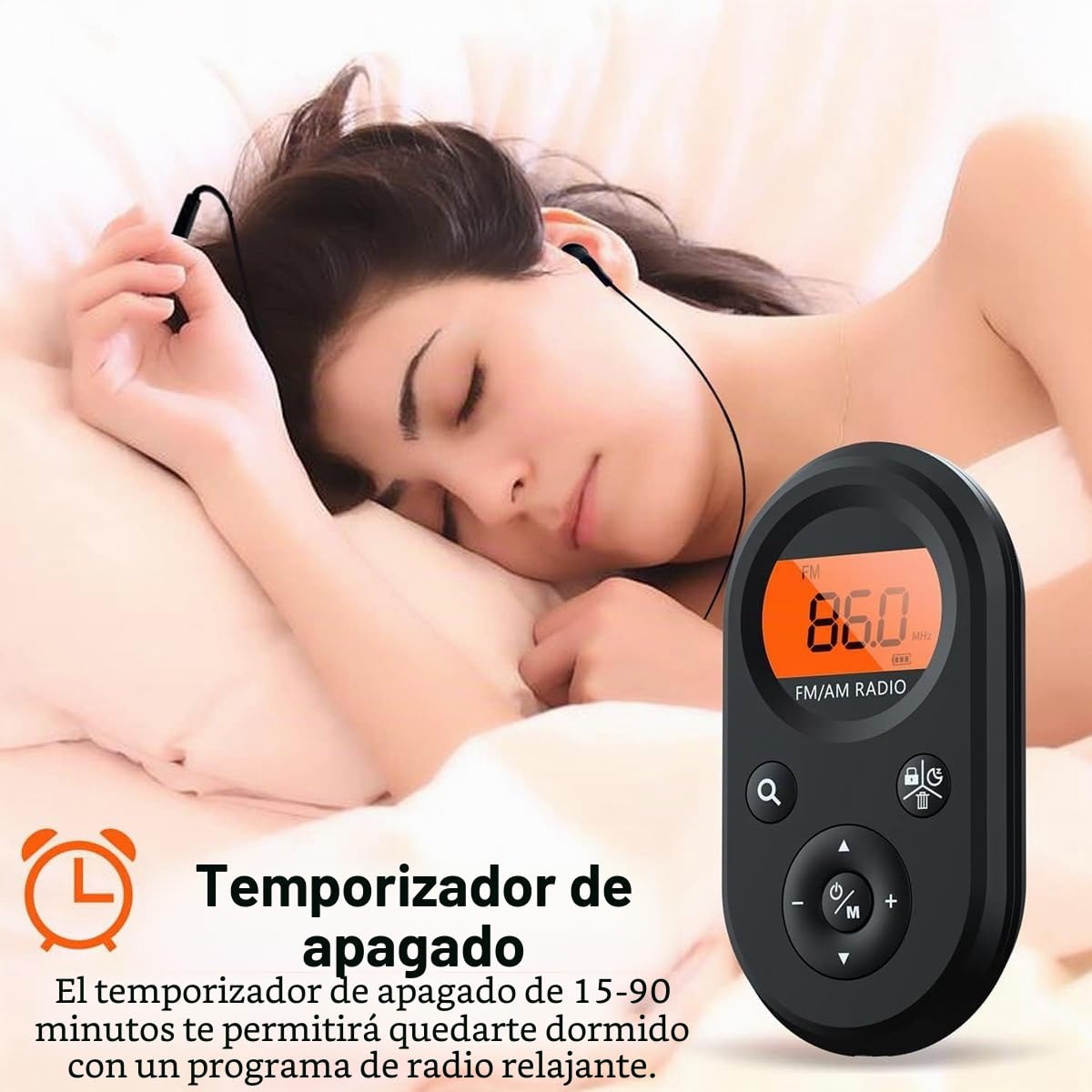 Radio Personal de Bolsillo Am/FM Radio Recargable con BateríA de Larga DuracióN, Auriculares EstéReo, Temporizador de Apagado