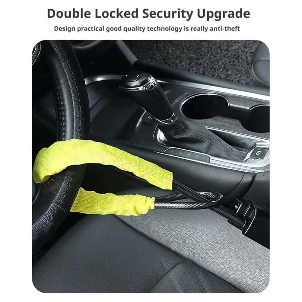Serrure antivol pour volant de voiture, serrure pour, boucle ceinture sécurité, câble en acier rétractable Bloque Volant Ceinture(A)