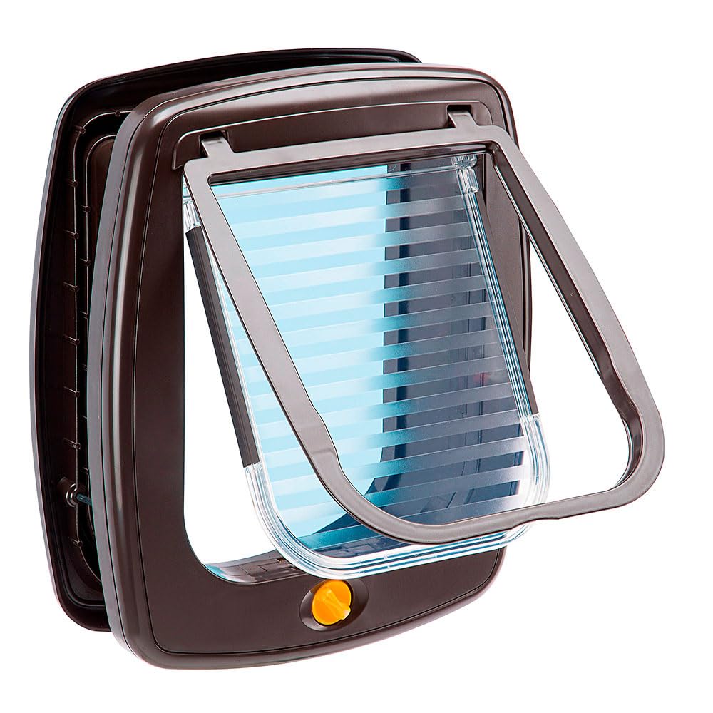 Ferplast Porte pour chiens et chats SWING 9 Chatière porte basculante, installation uiverselle, contrôlable, 4 positions, système de protection contre les courants d'air, 26,2x10,2x h 31,2 cm Maron