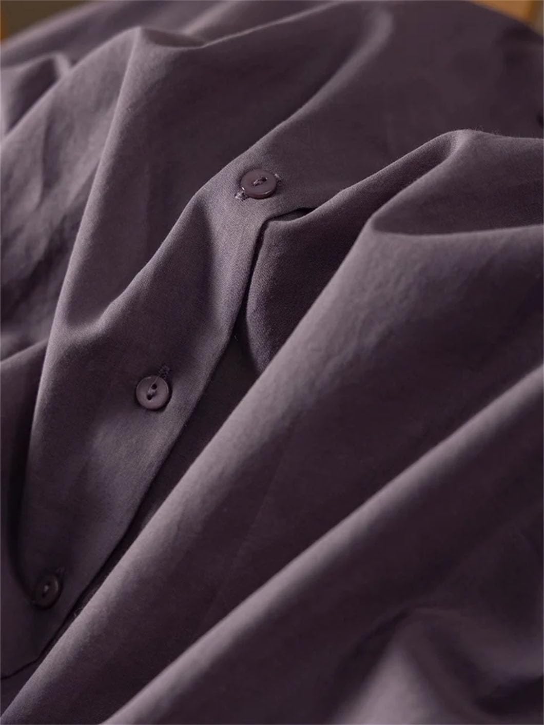Camicie da donna a tinta unita con colletto rovesciato camicetta casual in cotone camicie da lavoro ufficio tunica top