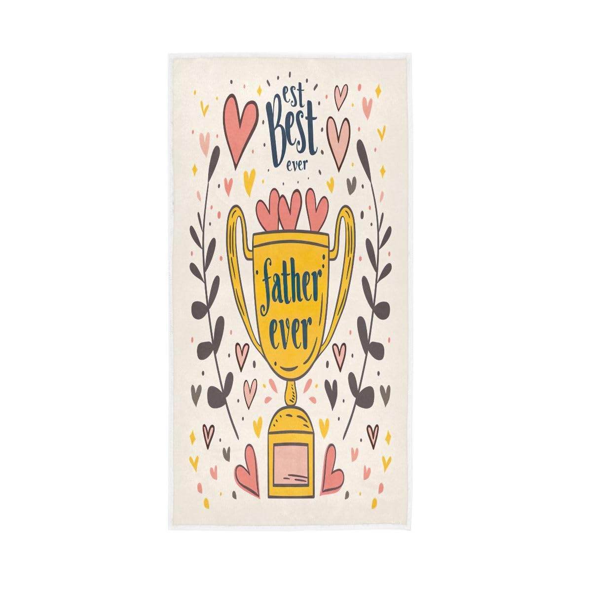 LSRCPD Cute Best Father Ever Text Hand Towel, Hand Towels and Washcloths for Bathroom 15 x 30 Inches