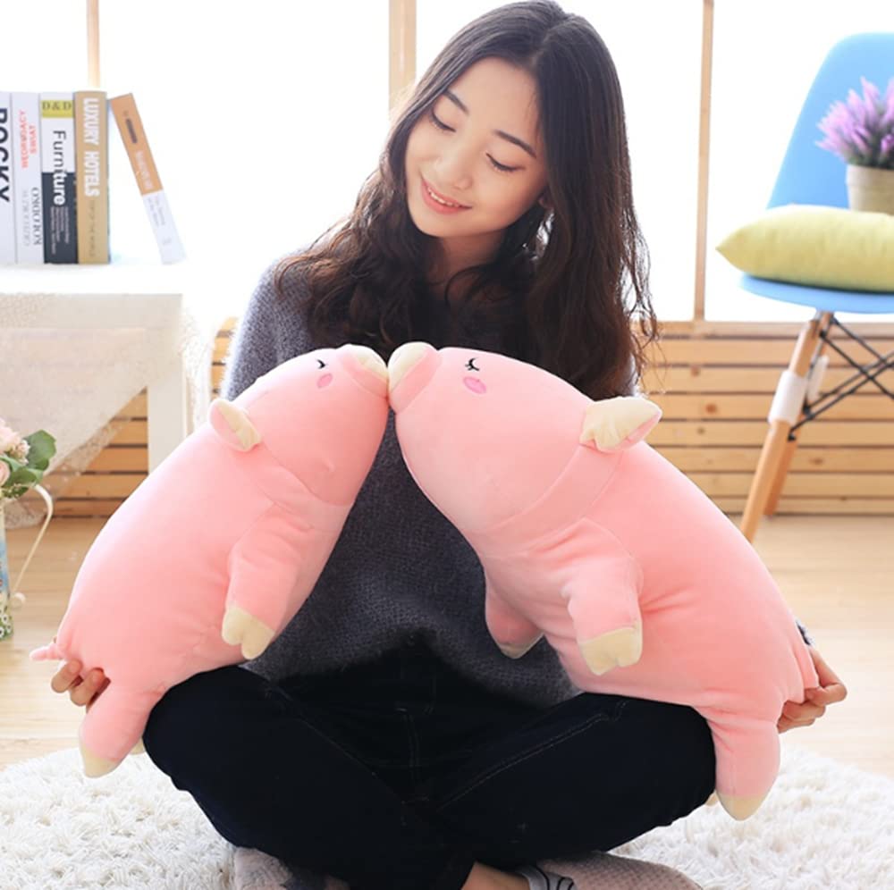 NatureMan Cuscino in peluche a forma di maialino, rosa, morbido, da abbracciare, divertente, simpatico maialino, giocattolo per Natale, compleanno, fidanzata, regalo (55 cm)