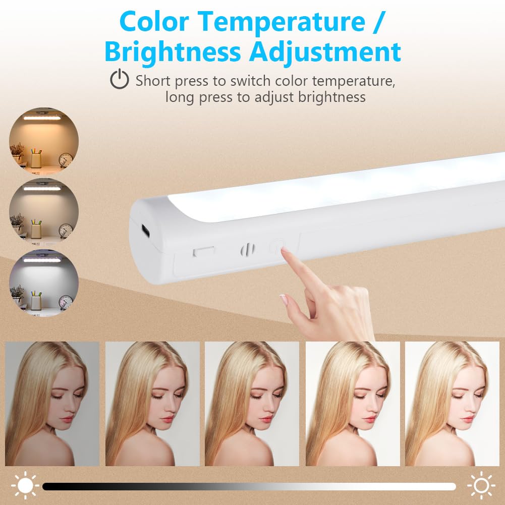 HOTUT Sans Fil Miroir Coiffeuse Led Pour Miroir, Rechargeable Lumières de Maquillage, Autocollant Lumière Coiffeuse Pivotant, avec Contrôle Tactile, pour Maquillage, Salle de Bain