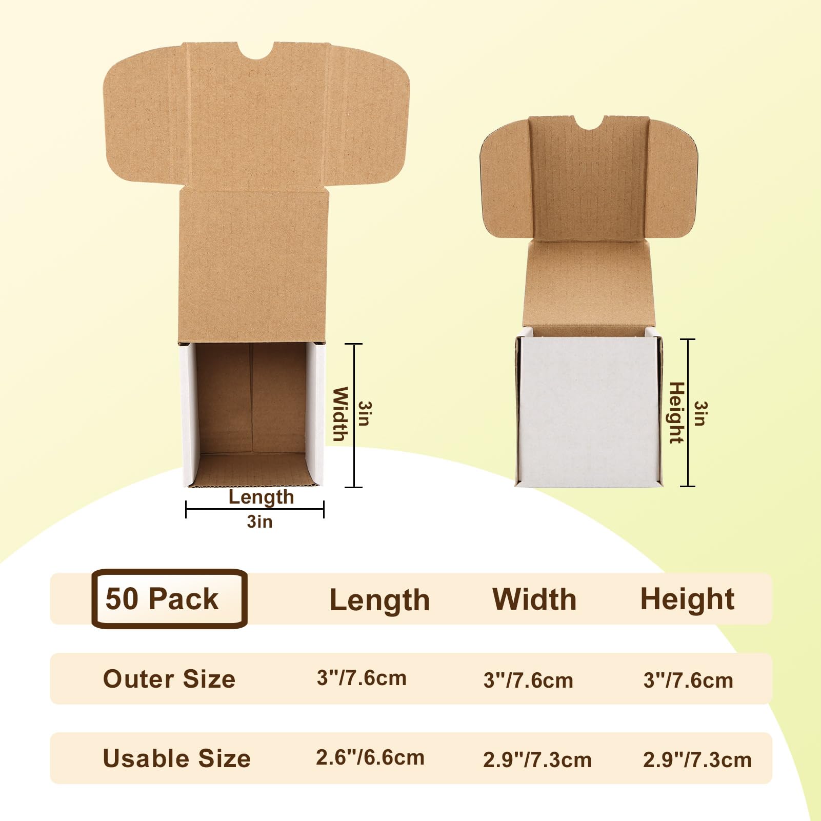 WIFTREY Kleine weiße Wellpappe-Versandkartons, 7,6 x 7,6 x 7,6 cm, für Geschäft, Geschenke, Literatur, Versand, Verpackung, 50 Stück