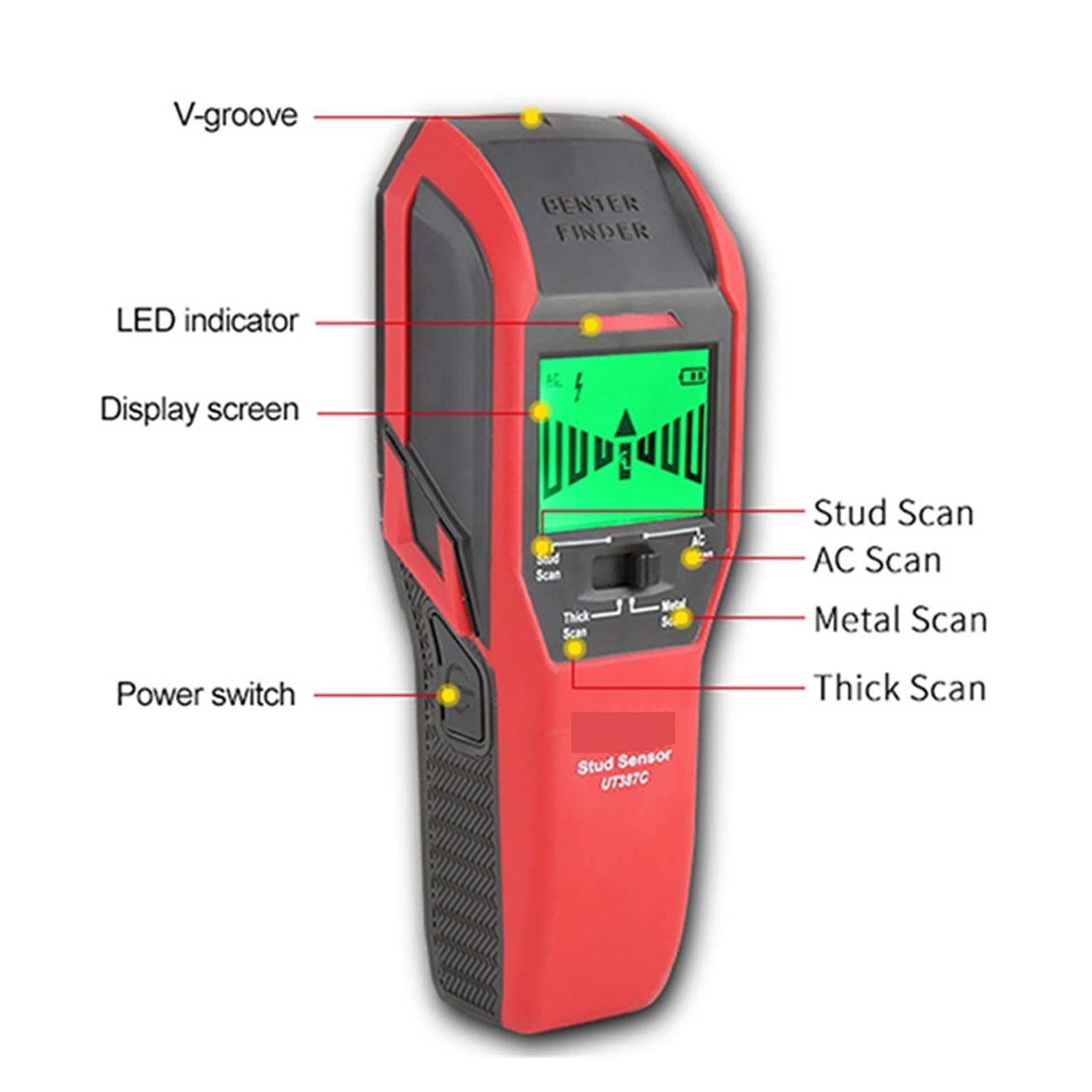 Escáner De Pared Digital, Buscador Pernos, Sensor 4 En 1, Buscadores Haz, Detector Cables, Cable CA, Medidor Detección Vivos Metal Localiza Precisión Rapidez