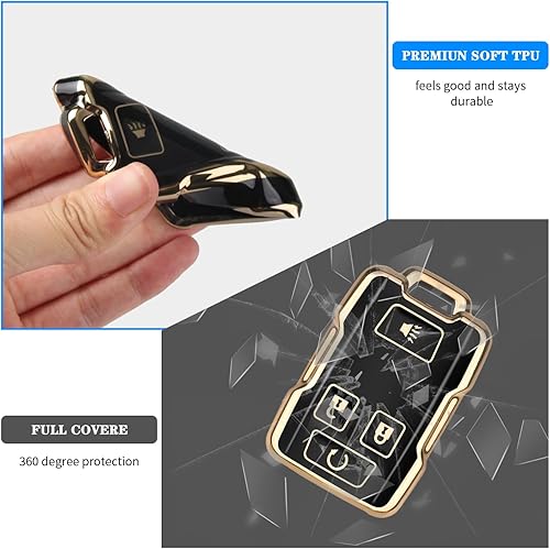 Miniatura 4 de QBUC Funda protectora para llavero Chevy de 360 grados con llavero compatible con Chevrolet 2014-2021 LT GMC Sierra Canyon Yukon Suburban Tahoe