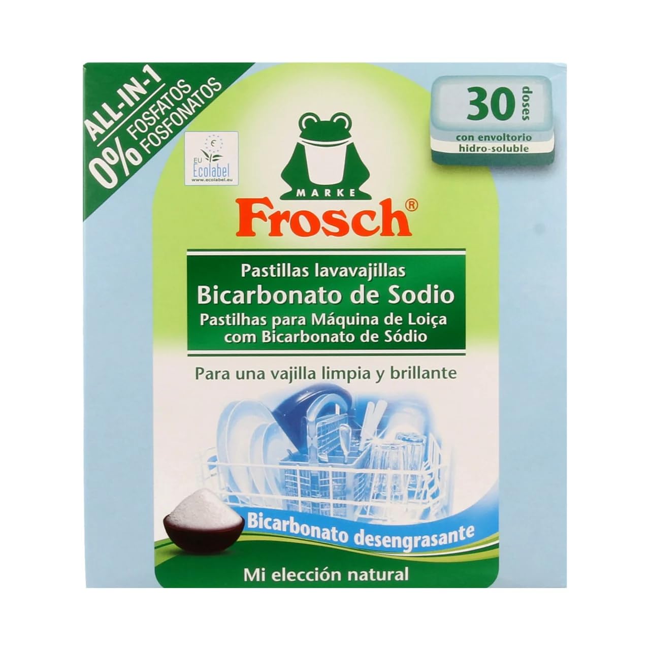 Pastiglie per lavastoviglie ecologiche, 30 pezzi, confezione da 4