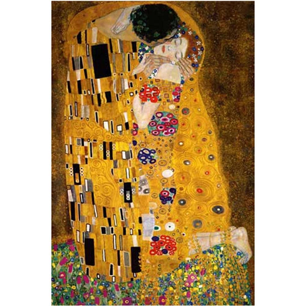 DIY 5D Diamond Painting Full Drill Set,Gustav Klimt Der Kuss Round Kinder Malen nach Zahlen Diamant Painting Bilder,Strass Stickerei Mosaik Kreuzstich Kunsthandwerk für Heimdekor Wand 70x100cm 28x40in