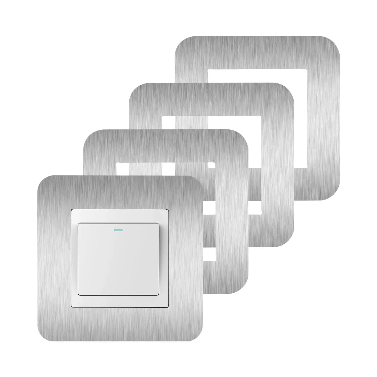 Gwyzax Dark Grey Light Switch Surround 4Pcs Silvery Light Switch Surrounds Uk Standard 8.6Cm Decorative Cover Plates
