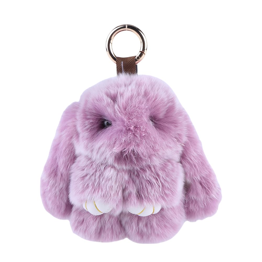 Women's Purple Easter Bunny Keychain With Tin Box, Bunny Cute Keychain – Adorable Bunnies Pompom Charm For Bags, Phones, Handbag Ornaments