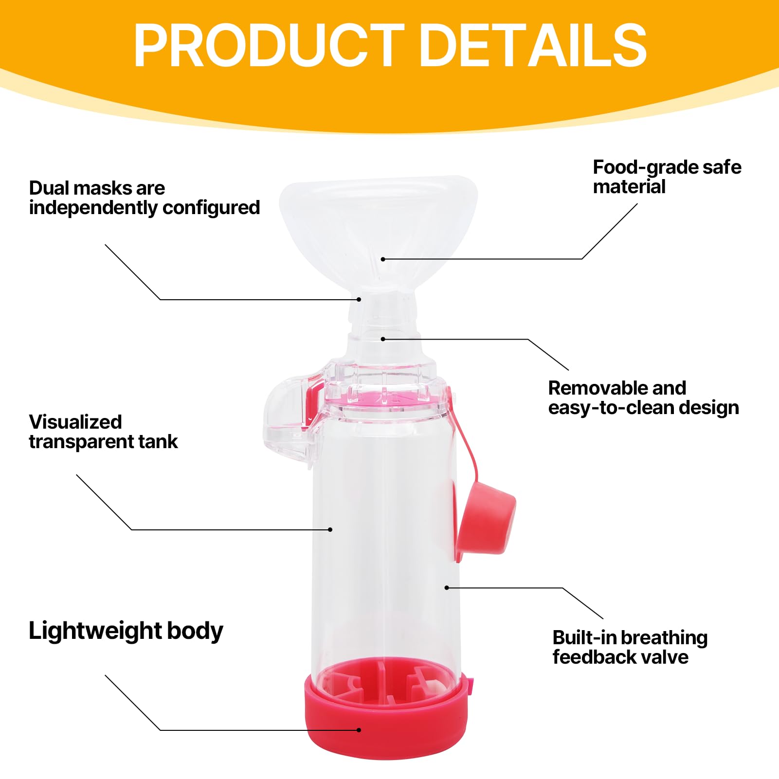 Cámara de Aerosol para Mascotas,Inhaler de Gato Inhaler portátil,Cámara inhalación para Gatos Perros,Espaciador inhalador Mano,máscaras 2 tamaños,con la Respiración y la Administración (Rosa)