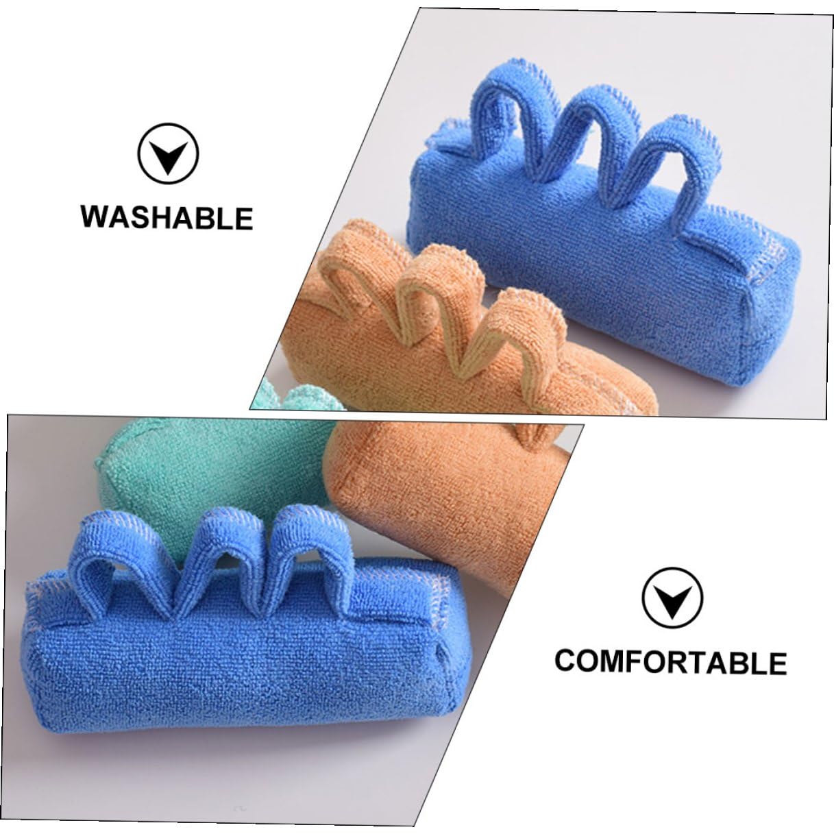 STOBAZA Separador de Dedos Ergonómico de Tejido Azul para Pacientes Mayores Protector de Palma, Cojín para Contracturas y Bola Separadora Fácil de Usar y Lavable