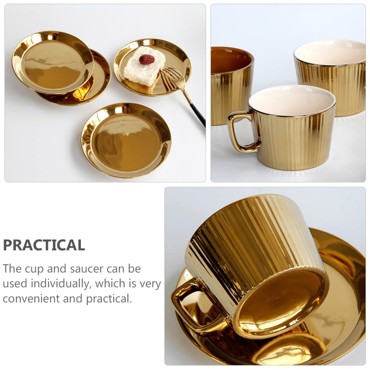 INOOMP Set de Tasse à Café avec Soucoupe Élégante en Céramique Blanche 250ml Design Pratique pour Maison ou Café et Usage Individuel