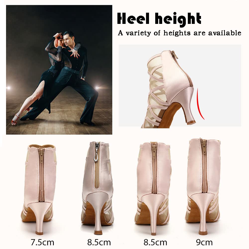 Scarpe da Ballo Latino Donna Raso delle Punta Aperta Salsa Tango Professionale Ballroom,Modello-YCL445-7