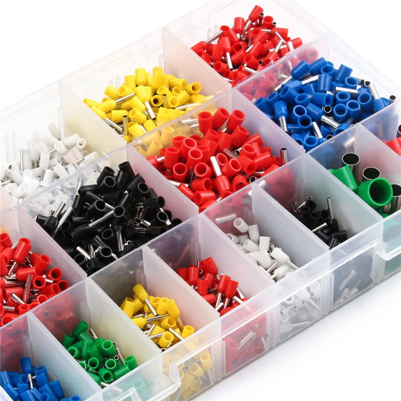 2120Pcs Copper Electric Wire Crimp Connectors Set Insulated Bootlace Cooper Ferrules Kit Cord Pin End Terminals for 22-5AWG
