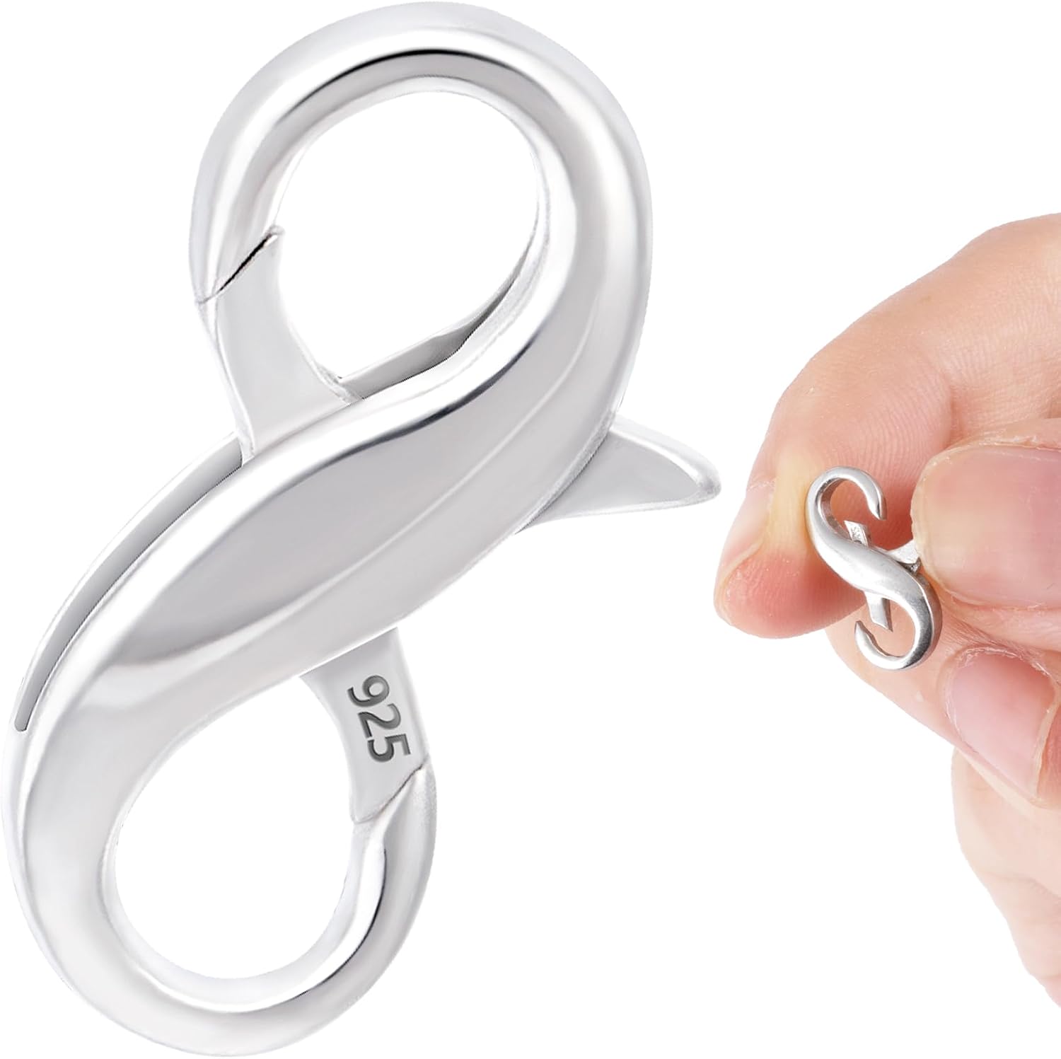 Sterling Silver Lobster Clasp 925, Silver Lobster Claw Clasp, Double Lobster Clasps for Jewelry Making (1 Pcs)