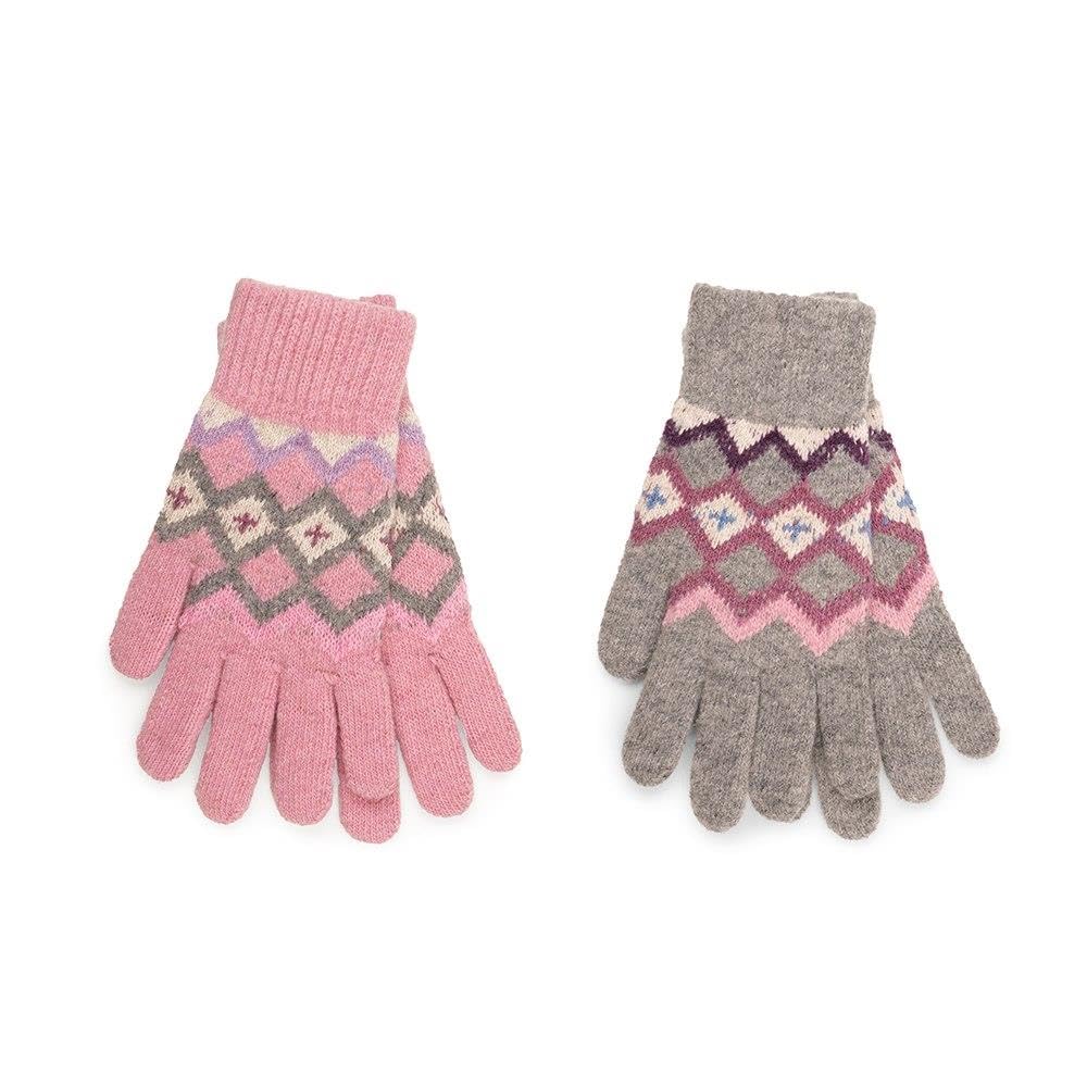 A2Z Ladies Gloves Pack Of 2 Fairisle Wool Mix Warm Winter Gloves Full Fingers Fuzzy Stretchy Knitted Snow Mittens Women Walking Riding Driving Warm knitted Gloves One Size Fits All