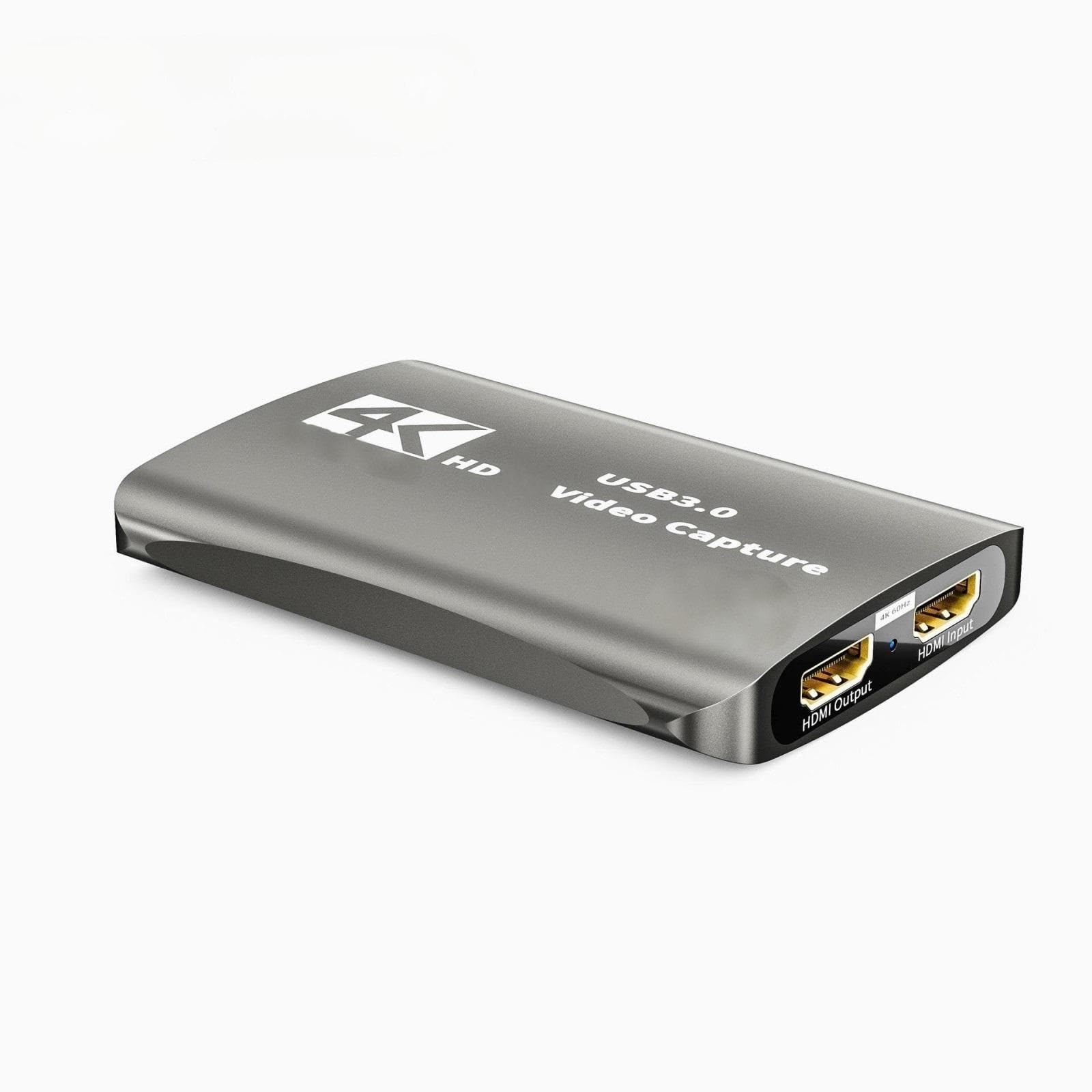 Tarjeta de Captura Video HD USB 3.0 con Salida Bucle Compatible HDMI transmisión y micrófono for Juegos 4K a 60 fps en Switch fácil de operar(Model A)