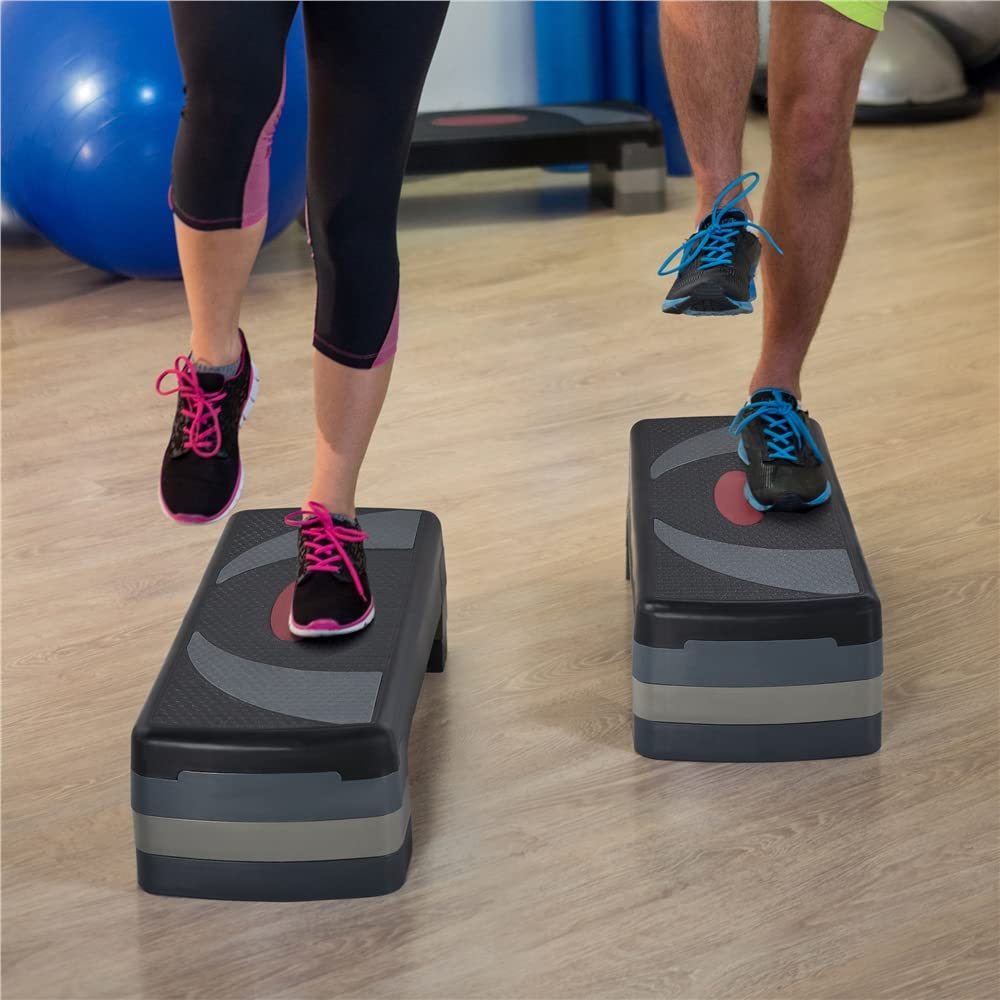 Abician Step de Fitness Stepper d'aérobic 79,5 x 30 x 20cm Réglable sur 3 Hauteurs Marche d'Exercice pour Fitness à la Maison et au Bureau