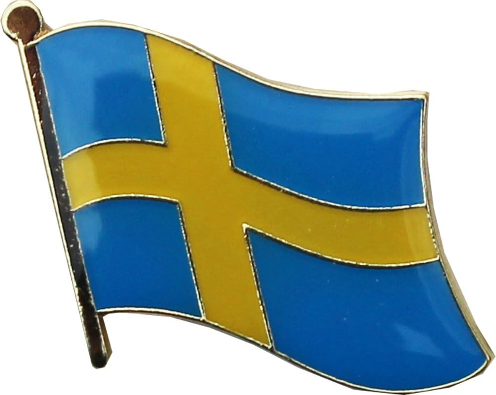 Sweden Flag Die-struck Metal Single Lapel Pin with Butterfly Clasp Closure