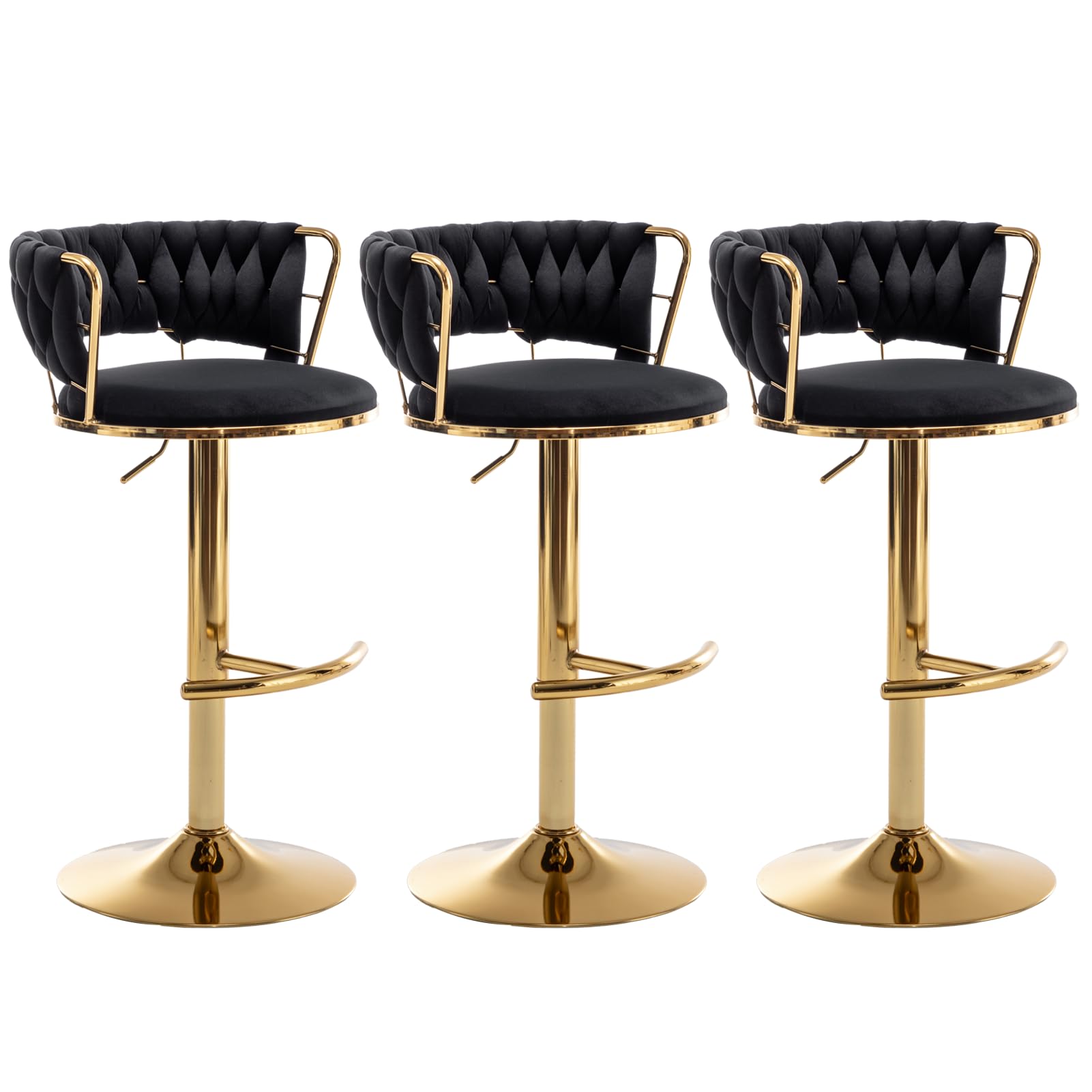 Riknuxi Velvet Bar Stools Set of 3