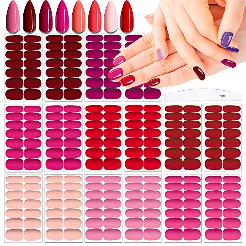Xeaohesy 224 Pieces 16 Sheets Matte Color Nail Wrap Nail Polish Strips With Nail File Self-Adhesive Nail Stickers Full Nail Wraps Nail Strips Real Nail Polish Stickers For Women Nail Art(8 Colors) #TOP11