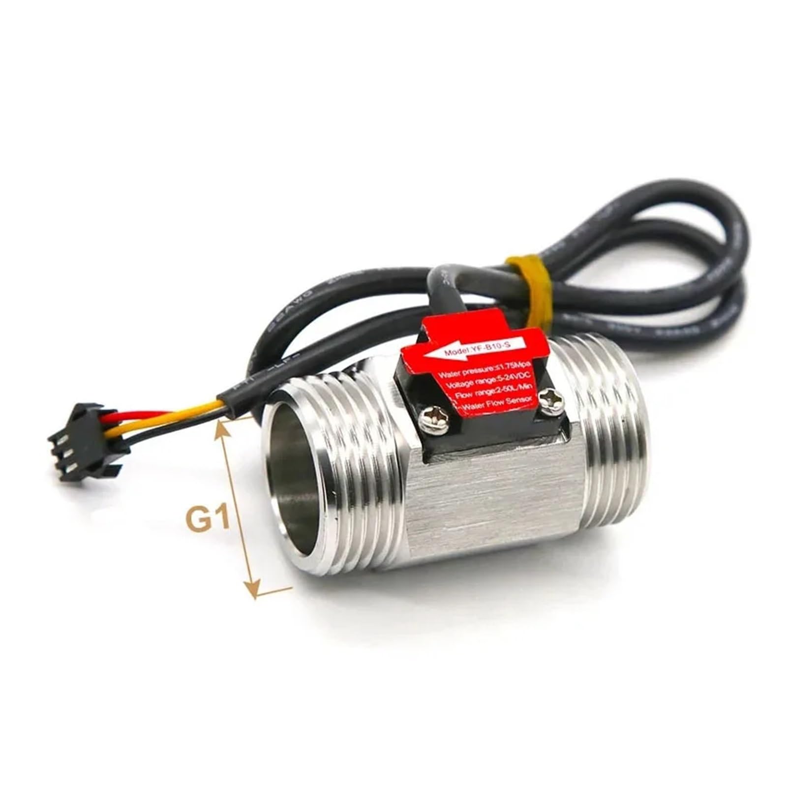 1-25L/min Inteligentny elektroniczny cyfrowy czujnik przepływu wody Przepływomierz Miernik temperatury przepływu Prędkość przepływu Integracja G1 G1/2 Dla różnych mediów(66mm G1-2)