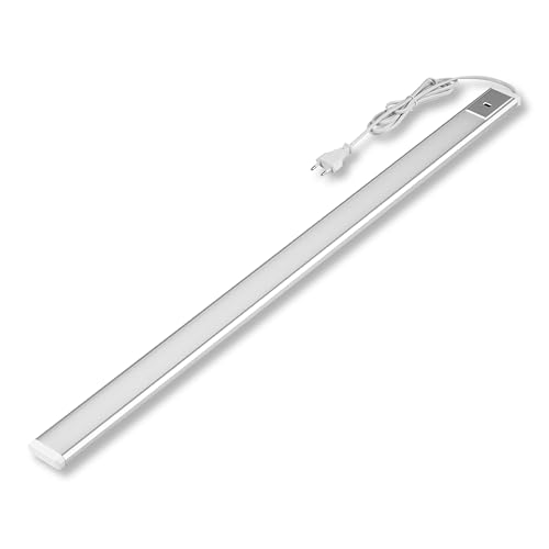 REV Unterbauleuchte Küche LED - Aluminium Schrankbeleuchtung 90cm, 10W, 850 Lumen, 3000K, Küchenbeleuchtung flach mit Sensor, einfache Montage, silber