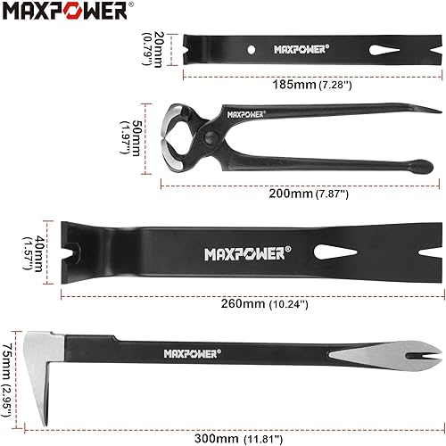 Miniatura 2 de MAXPOWER 4 extractores de clavos de barra de palanca y llave de tubo de 14 pulgadas