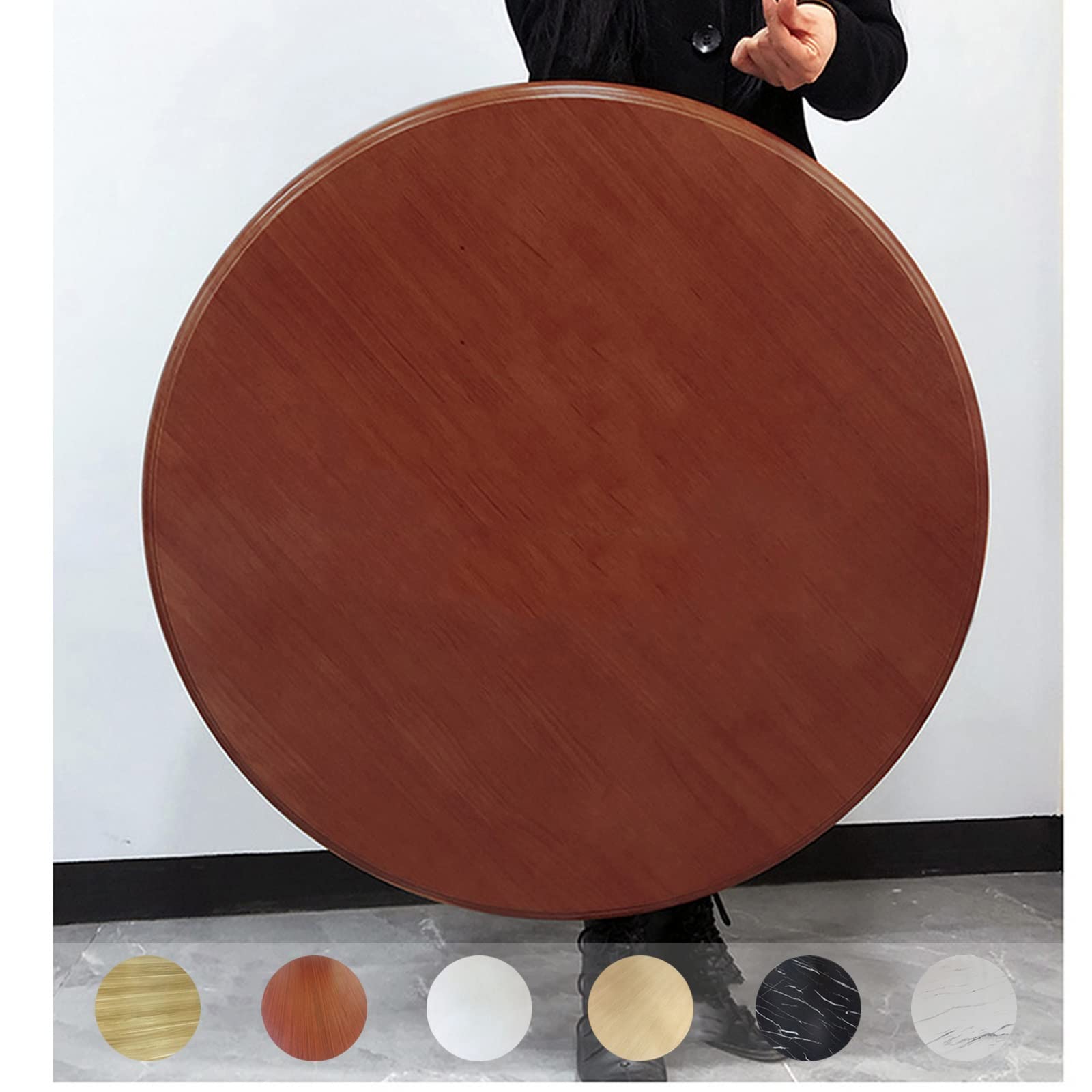 Bandeja giratoria de madera de 50 cm, 60 cm, 80 cm, 100 cm, 6 colores, bandeja redonda para mesas de comedor, perfecta para reuniones familiares, banquetes, restaurantes (color: blanco)