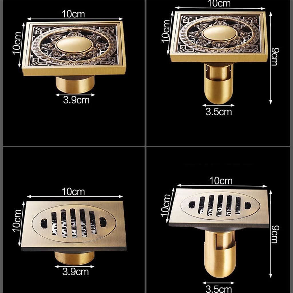 Italiano: 10 * 10 cm Quadrato Antique Brass Art Art Scolpito Bagno Drepidi Doccia Drains Strainer Capelli Dracca da Bagno(I)