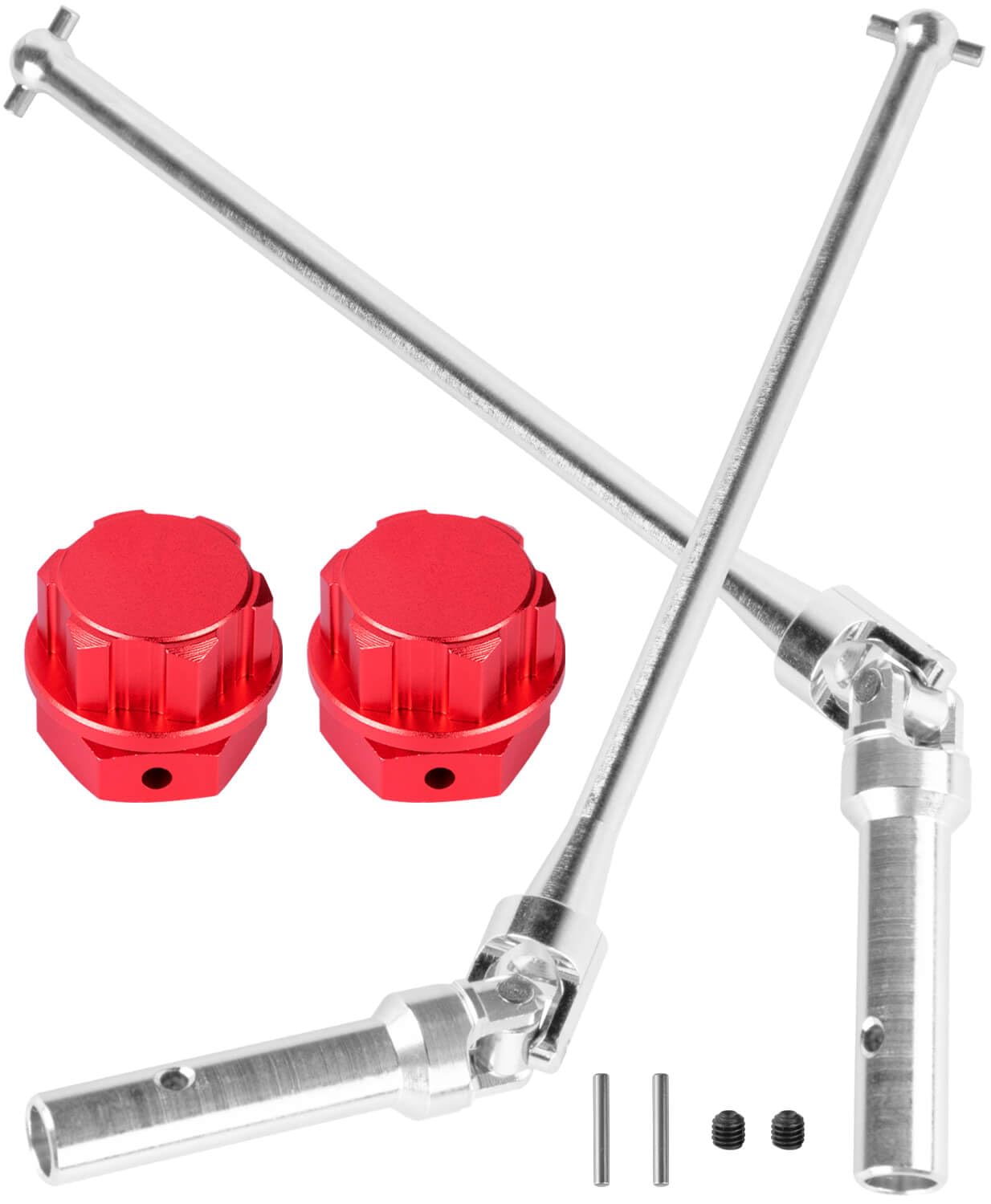 BRCatWPark RC Drive Shaft Axles (Front Rear) w/Wheel Hex Nuts Upgrades Part for 1/5 KRATON 8S BLX Outcast 8S BLX,2PCS CVD Driveshaft Hop Ups,Silver & Red