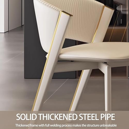 Miniatura 6 de Sillas de comedor de cocina con cuero, sillas de comedor con cómodo asiento tapizado con patas de metal, respaldo curvado, silla de cocina para sala